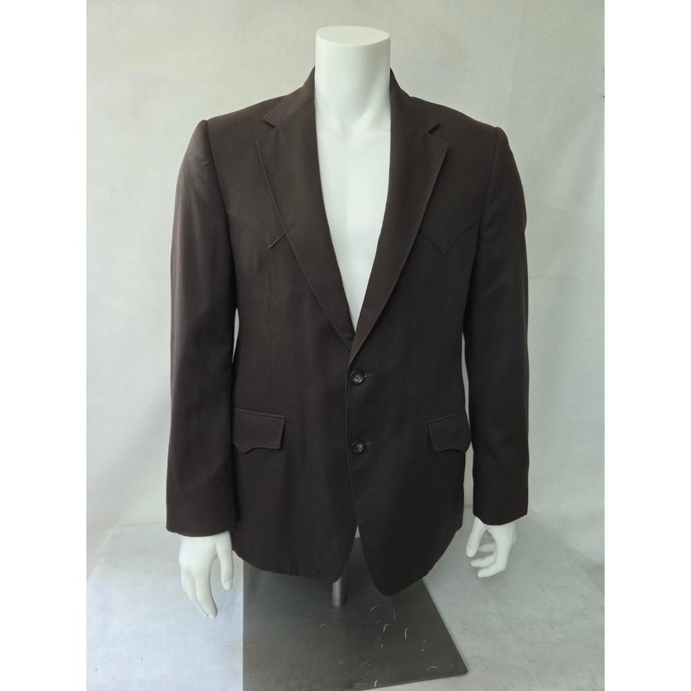 Mesquite Niver Western Wear Brown Blazer Mens 42R Vintage Cowboy Sport Coat USA